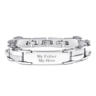 Men's Engravable Stainless Steel ID Link Bracelet (2 Lines)