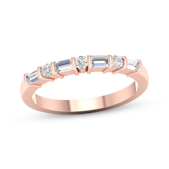 Now + Forever Baguette & Round-Cut Diamond Anniversary Ring 1/4 ct tw 14K Rose Gold