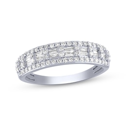 Now + Forever Baguette & Round-Cut Diamond Anniversary Ring 1/2 ct tw 14K White Gold