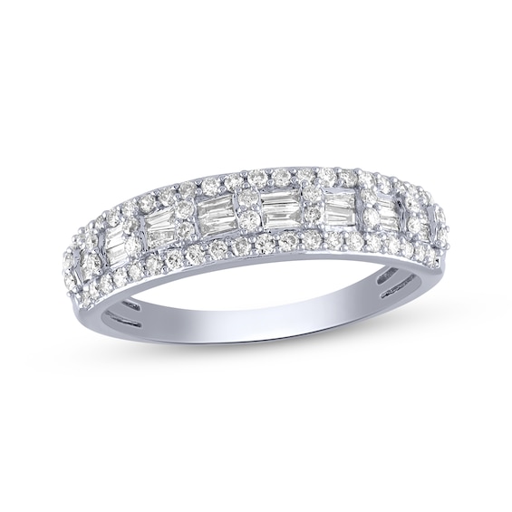 Now + Forever Baguette & Round-Cut Diamond Anniversary Ring 1/2 ct tw 14K White Gold