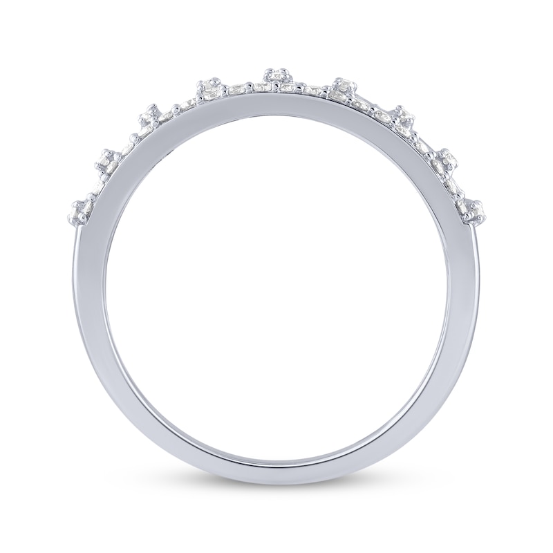 Baguette & Round-Cut Diamond Anniversary Ring 1/2 ct tw 14K White Gold