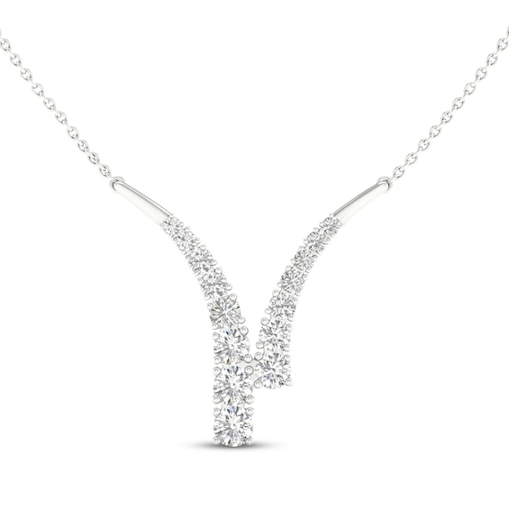 KAY Lab-Grown Diamonds Bypass Necklace 1 ct tw 14K White Gold