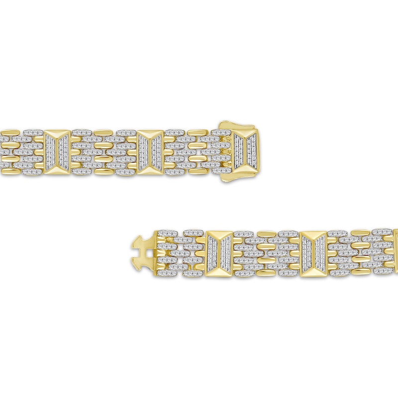 Main Image 3 of Men's Diamond Panther-Style Link Bracelet 2 ct tw 10K Yellow Gold 8.5&quot;