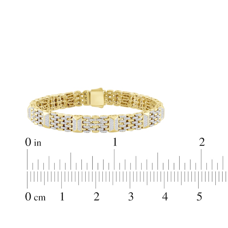 Main Image 5 of Men's Diamond Panther-Style Link Bracelet 2 ct tw 10K Yellow Gold 8.5&quot;