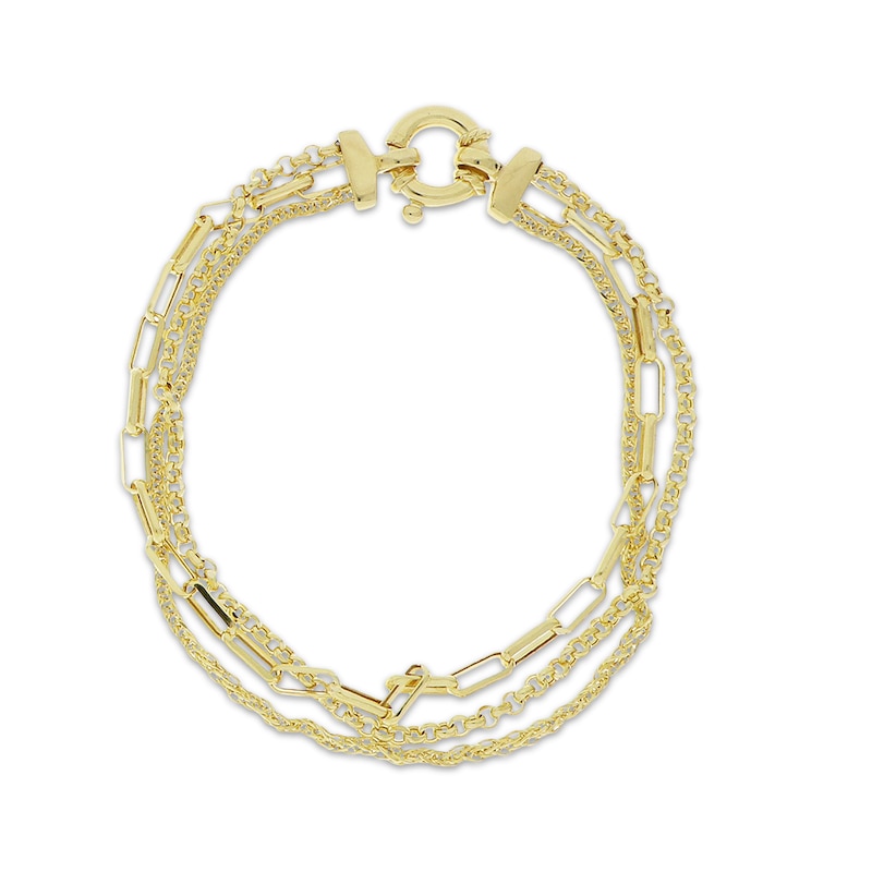 Main Image 1 of Multi-Chain Bracelet Hollow 10K Yellow Gold 7.5&quot;