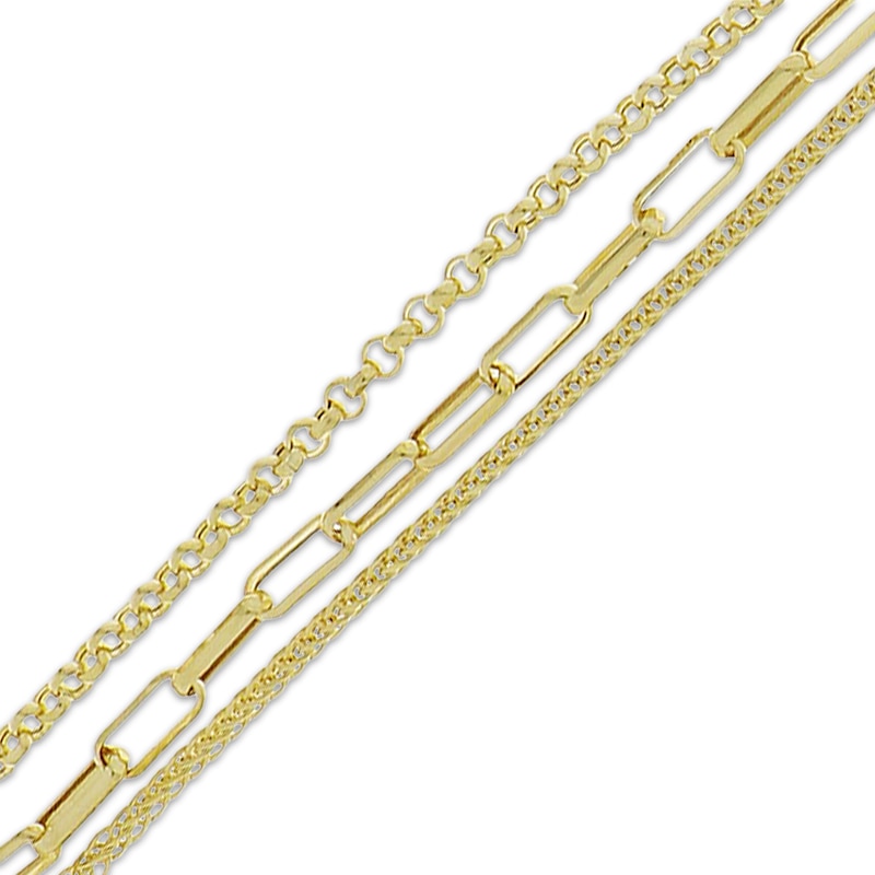 Main Image 2 of Multi-Chain Bracelet Hollow 10K Yellow Gold 7.5&quot;