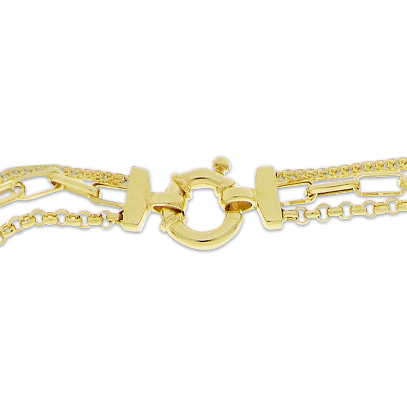 Main Image 3 of Multi-Chain Bracelet Hollow 10K Yellow Gold 7.5&quot;