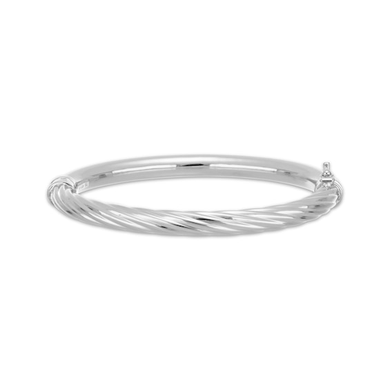 Polished Half-and-Half Bangle Bracelet Sterling Silver