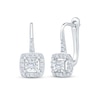 Thumbnail Image 1 of Princess-Cut Diamond Cushion Halo Drop Earrings 1/4 ct tw 10K White Gold