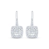 Thumbnail Image 2 of Princess-Cut Diamond Cushion Halo Drop Earrings 1/4 ct tw 10K White Gold