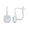 Thumbnail Image 3 of Princess-Cut Diamond Cushion Halo Drop Earrings 1/4 ct tw 10K White Gold