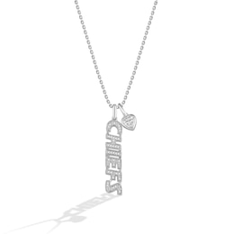 True Fans Kansas City Chiefs 1/10ct tw Diamond and White Lab-Created Sapphire "CHIEFS" Heart Necklace Sterling Silver
