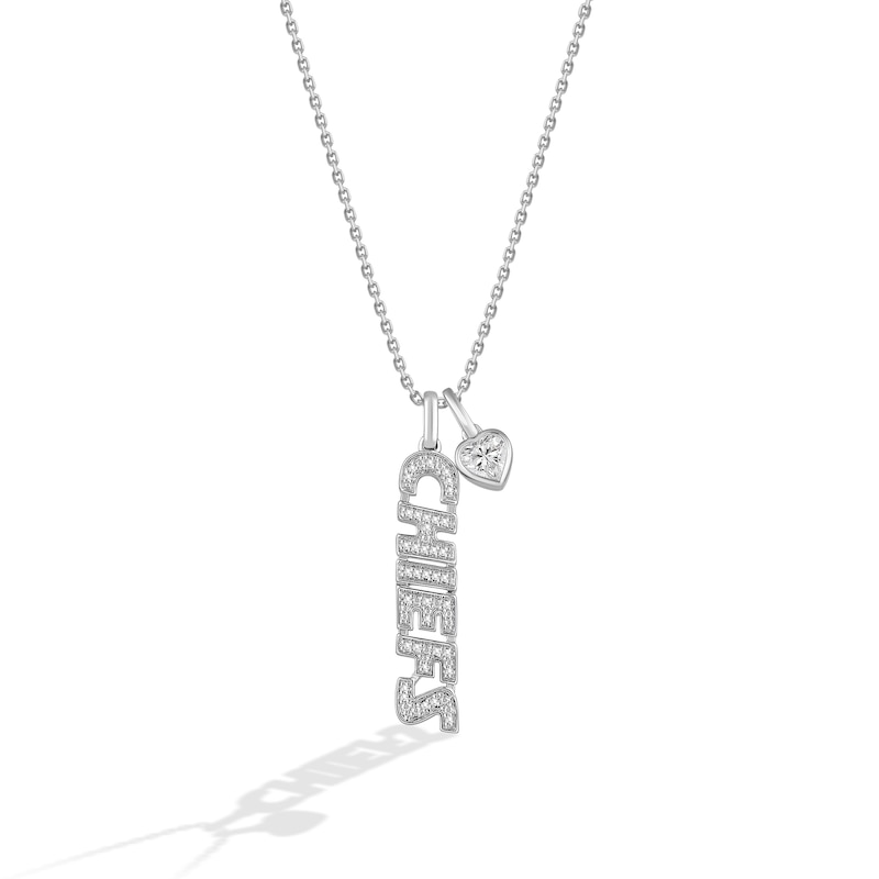 Main Image 1 of True Fans Kansas City Chiefs 1/10ct tw Diamond and White Lab-Created Sapphire &quot;CHIEFS&quot; Heart Necklace Sterling Silver