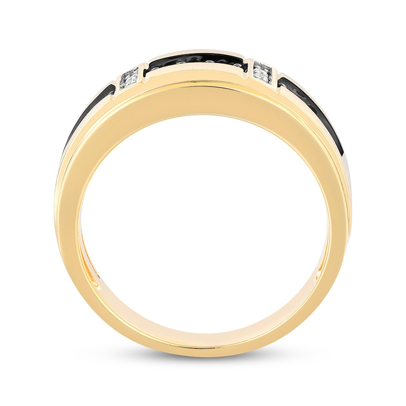 Main Image 3 of Now + Forever Now + Forever Men's Black & White Diamond Wedding Band 3/8 ct tw 10K Yellow Gold