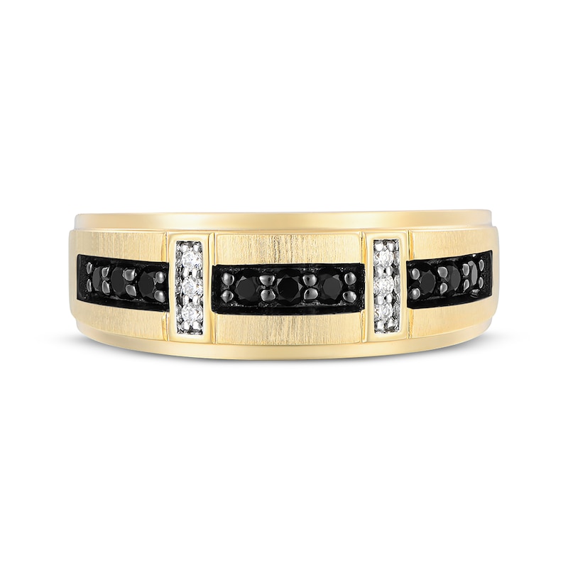 Main Image 4 of Now + Forever Now + Forever Men's Black & White Diamond Wedding Band 3/8 ct tw 10K Yellow Gold