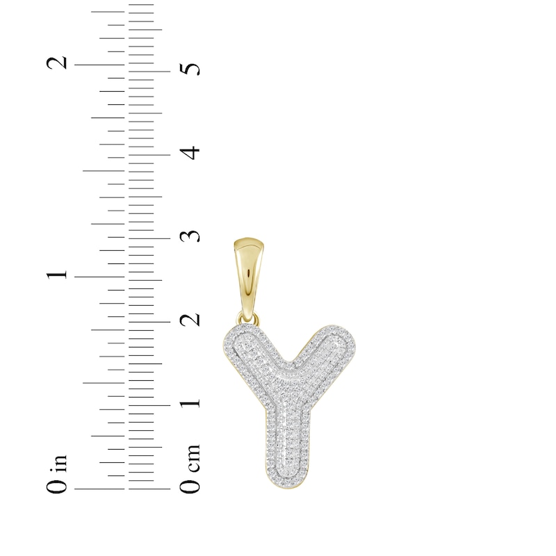 Main Image 3 of Diamond Puff Letter Y Initial Charm 1/3 ct tw 10K Yellow Gold