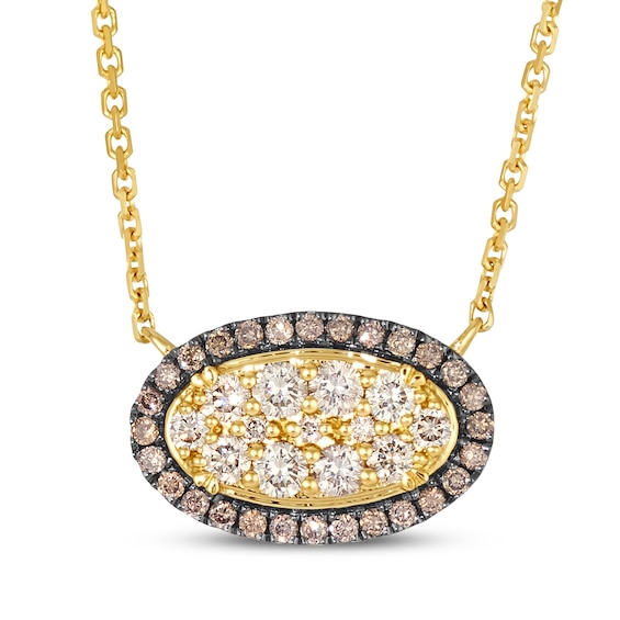 Le Vian Diamond Sideways Oval Necklace 1/2 ct tw 14K Honey Gold 19"