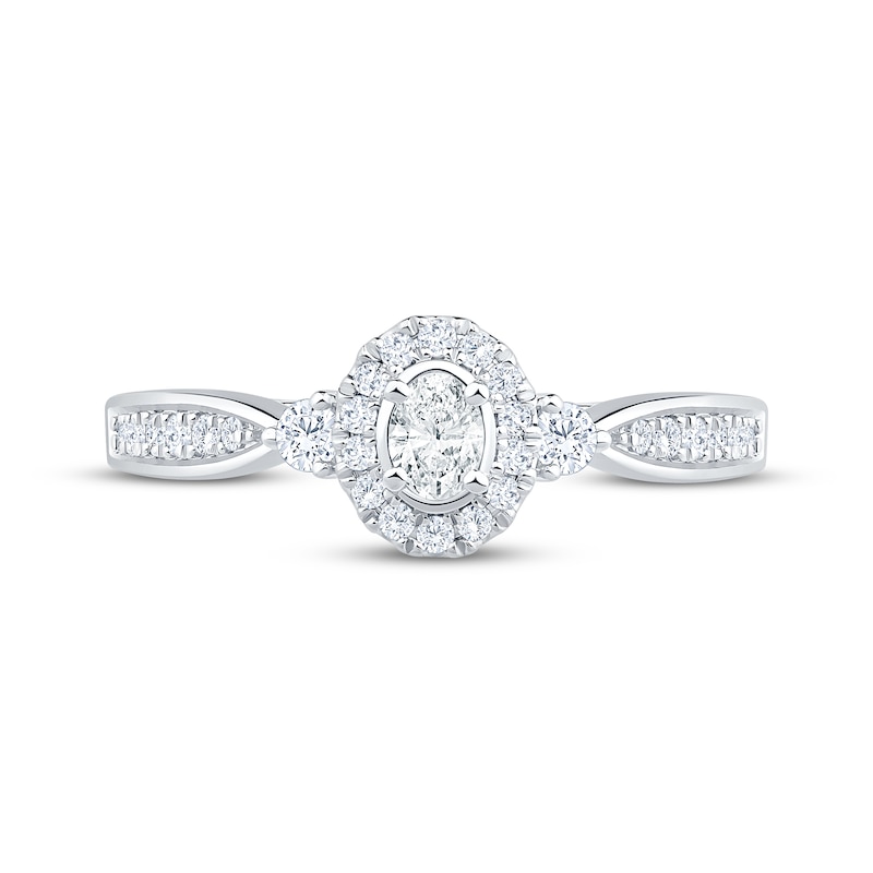Main Image 3 of Now + Forever Now + Forever Oval-Cut Diamond Halo Engagement Ring 3/8 ct tw 14K White Gold