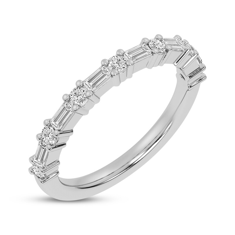 Main Image 2 of Now + Forever Baguette & Round-Cut Diamond Anniversary Ring 1/2 ct tw 10K White Gold