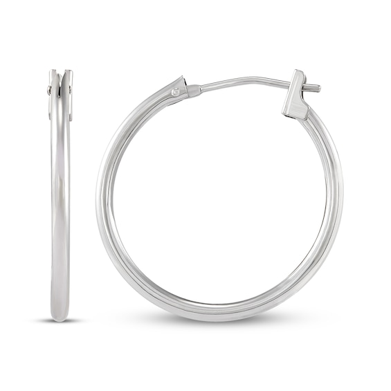 Hoop Earrings 14K White Gold 18mm