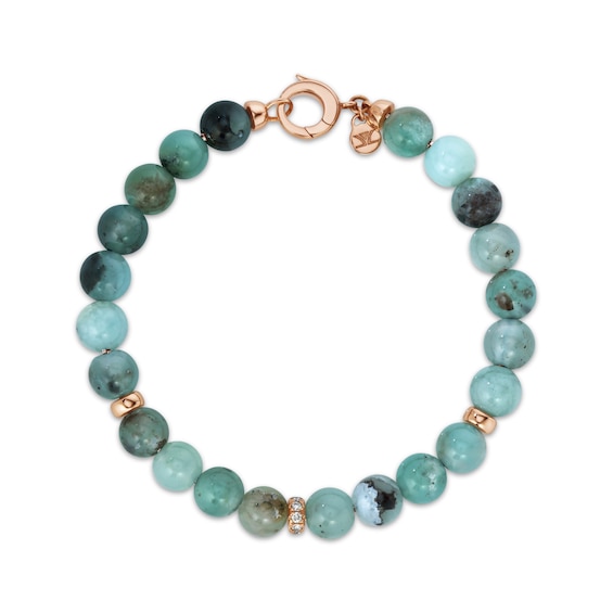 Le Vian Aquaprase Bead Bracelet 1/10 ct tw Diamonds 14K Strawberry Gold 6"