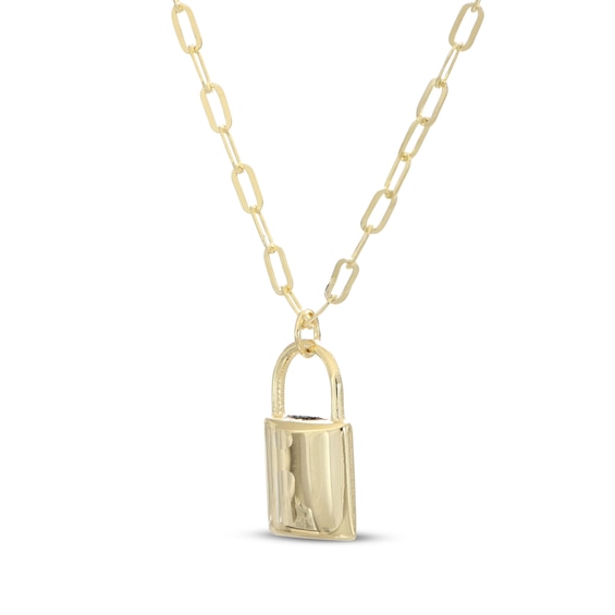 Thumbnail Image 2 of Lock Paperclip Chain Necklace 10K Yellow Gold 18"