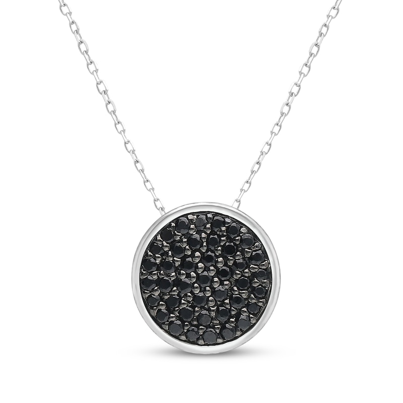 Main Image 1 of Black Diamond Disc Necklace 1/6 ct tw Sterling Silver 18&quot;