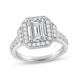 Emerald-Cut Lab-Grown Diamond Halo Engagement Ring 2-3/4 ct tw 14K White Gold