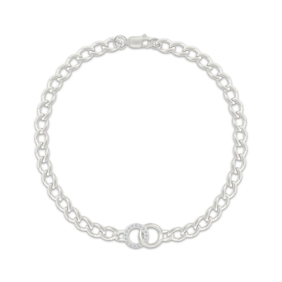 Diamond Interlocking Circle Bracelet 1/10 ct tw Sterling Silver 7.5"