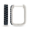 Thumbnail Image 3 of Black Diamond Rectangle Hoop Earrings 1/3 ct tw Sterling Silver