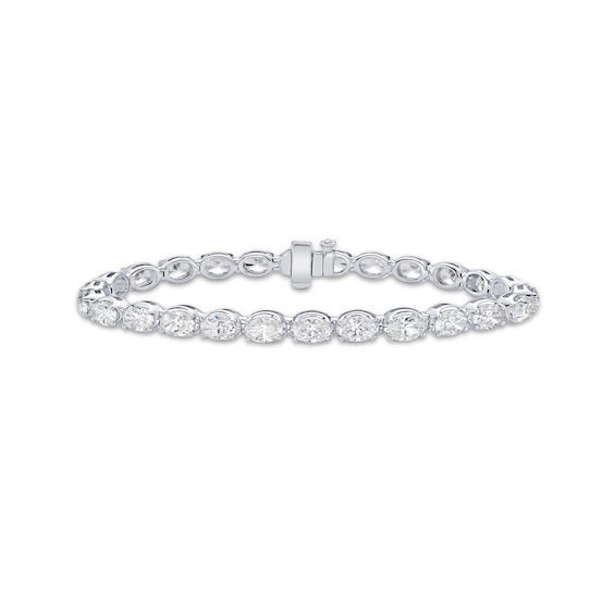 Oval-Cut Lab-Grown Diamond East-West Tennis Bracelet 13 ct tw 10K White Gold 7"