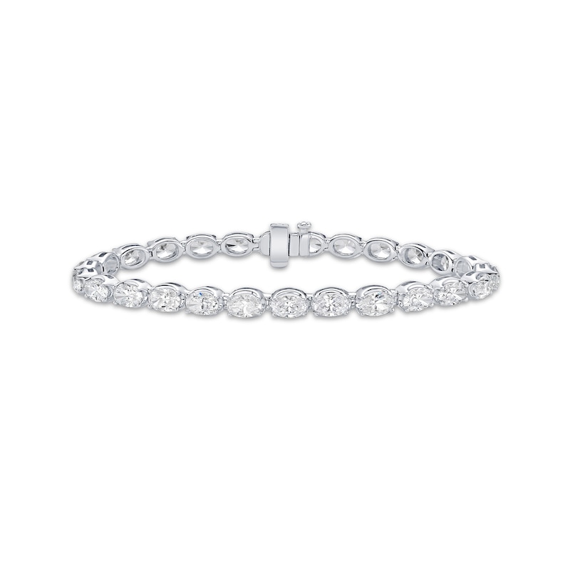 Main Image 1 of Oval-Cut Lab-Grown Diamond East-West Tennis Bracelet 13 ct tw 10K White Gold 7"
