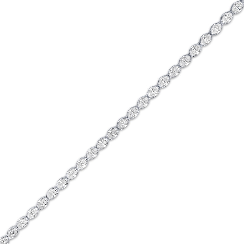 Main Image 2 of Oval-Cut Lab-Grown Diamond East-West Tennis Bracelet 13 ct tw 10K White Gold 7"