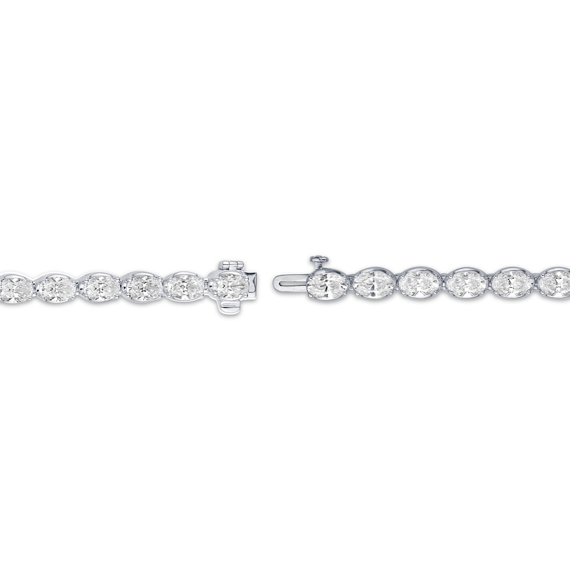 Main Image 3 of Oval-Cut Lab-Grown Diamond East-West Tennis Bracelet 13 ct tw 10K White Gold 7"