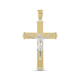 Large Crucifix Charm 10K Two-Tone Gold
