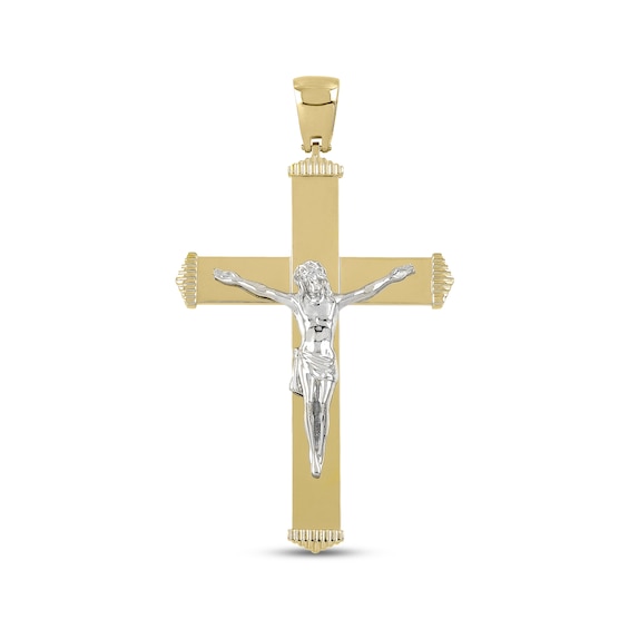 Large Crucifix Charm 10K Two-Tone Gold