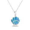 Thumbnail Image 2 of Blue-Green Lab-Created Opal & White Lab-Created Sapphire Shell Necklace Sterling Silver 18"