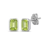 Thumbnail Image 1 of STUDIO BY KAY Emerald-Cut Peridot Bezel-Set Solitaire Stud Earrings Sterling Silver