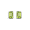 Thumbnail Image 2 of STUDIO BY KAY Emerald-Cut Peridot Bezel-Set Solitaire Stud Earrings Sterling Silver