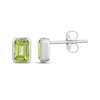 Thumbnail Image 3 of STUDIO BY KAY Emerald-Cut Peridot Bezel-Set Solitaire Stud Earrings Sterling Silver