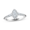Thumbnail Image 1 of Now + Forever Certified Marquise-Cut Diamond Halo Engagement Ring 1/2 ct tw Platinum