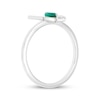 Thumbnail Image 2 of Marquise-Cut Lab-Created Emerald & White Lab-Created Sapphire Butterfly Ring Sterling Silver