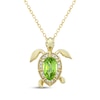 Thumbnail Image 1 of Pear-Shaped Peridot & Diamond Turtle Necklace 1/20 ct tw 10K Yellow Gold 18"