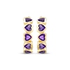 Thumbnail Image 2 of Heart-Shaped Amethyst Stacked Hoop Earrings 10K Yellow Gold
