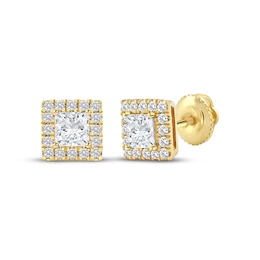 KAY Lab-Grown Diamonds Princess-Cut Stud Earrings 1 ct tw 14K Yellow Gold (F/SI2)
