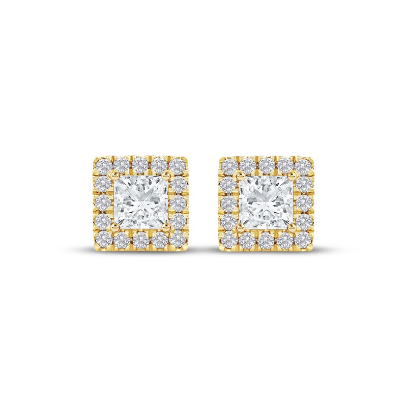 Main Image 2 of KAY Lab-Grown Diamonds Princess-Cut Stud Earrings 1 ct tw 14K Yellow Gold (F/SI2)