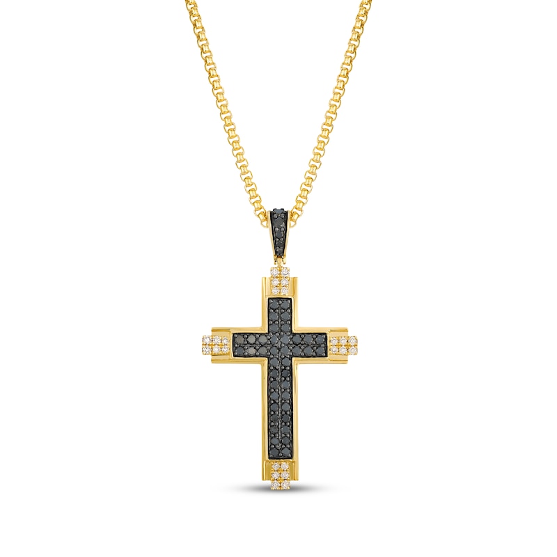 Main Image 1 of Le Vian Men's Diamond Cross Necklace 7/8 ct tw 14K Honey Gold 22"