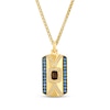 Thumbnail Image 1 of Le Vian Men's Cushion-Cut Chocolate Quartz & Blue Sapphire Tag Necklace 1/3 ct tw Diamonds 14K Honey Gold 22"