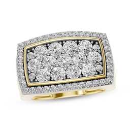 STUDIO BY KAY Men's Lab-Grown Diamond Cushion Halo Ring 2-1/2 ct tw 24K Yellow Gold Vermeil Sterling Silver