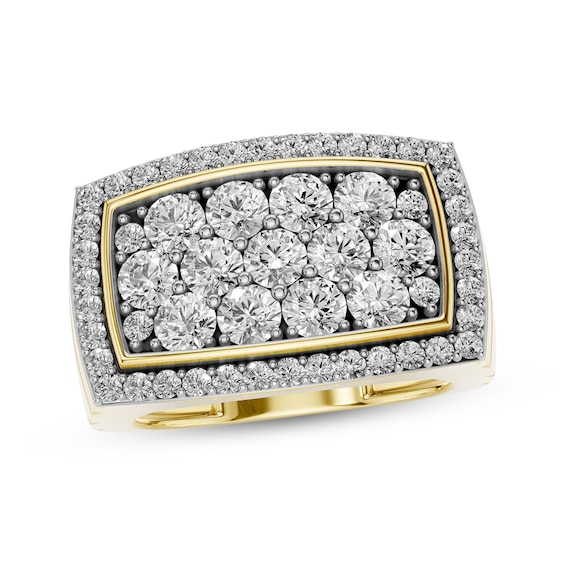 Men's Lab-Grown Diamond Cushion Halo Ring 2-1/2 ct tw 24K Yellow Gold Vermeil Sterling Silver